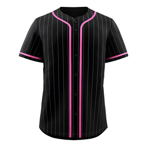 Custom Baseball Jersey White <b>Red</b> Striped Short Sleeve Button Front Unisex Adult Breathable Polyester Sport Apparel - Product Image 4