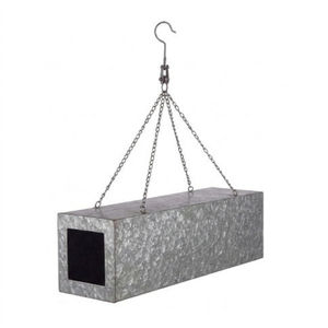 Ensemble de 2 jardinières suspendues en métal galvanisé style ferme, finition argentée, pour intérieur/extérieur, avec chaîne, pour la décoration du jardin - Product Image 2