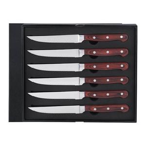 Premium Quality Stainless Steel <b>Steak</b> Knife Set of 6 Modern <b>Wooden</b> Handle Eco-Friendly Custom Logo Dishwasher Safe Chef Knives - Product Image 3