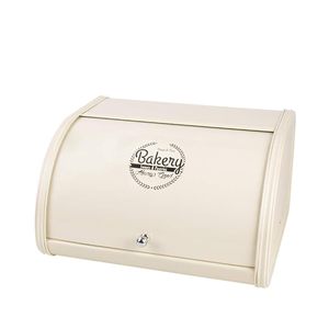 Boîte à pain vintage en métal crème avec couvercle rabattable, anti-humidité, pour la cuisine - Product Image 1