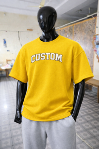 เสื้อยืดโอเวอร์ไซส์ทรงวาฟเฟิลทันสมัยสำหรับผู้ชาย สกรีนโลโก้ได้ ไหล่ตก ผ้าคอตตอนเนื้อสัมผัสพิเศษ สไตล์สตรีทแวร์ลำลอง เสื้อยืดเปล่าสำหรับผู้ชาย - Product Image 5