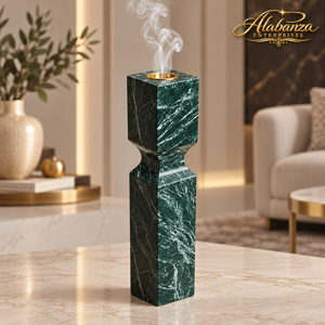 ALABANZA ENTERPRISES Brûleur à Bakhoor de Luxe en Marbre Naturel avec Insert Doré en Acier Inoxydable, Écologique et Moderne, pour Encens Arabe - Product Image 3
