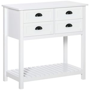White Farmhouse <b>Sideboard</b> Buffet <b>Cabinet</b> 4 Drawers Slatted Bottom Shelf for <b>Kitchen</b> Living Room Serving Console Table Wood - Product Image 1