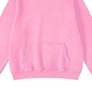 Sudaderas con Capucha de Algodón Lavado al Ácido Rosa para Mujer, MOQ Bajo, Manga Larga, Transpirables, Tallas Grandes, Ropa Informal de Invierno - Product Image 6