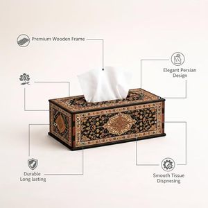 Vintage Wood Portable <b>Tissue</b> Box Cover & Napkin Holder with Hand-Painted Floral Design for Home and Car Decor - Product Image 3