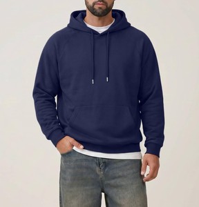 Sudadera con capucha negra para hombre con logo personalizado, media cremallera, bolsillo, forro polar suave, ecológica, transpirable, de secado rápido, tela de algodón de 270 g, acanalada - Product Image 3