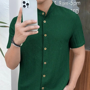 เสื้อเชิ้ตผู้ชายลายแปลกใหม่สำหรับฤดูร้อน น้ำหนัก 240 กรัม เนื้อผ้านุ่ม ยืดหยุ่น แขนสั้น สไตล์ลำลอง ติดกระดุม ทรงโอเวอร์ไซส์ เหมาะสำหรับกิจกรรมกลางแจ้ง ขายดี - Product Image 3