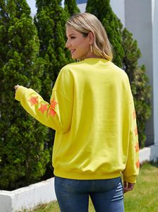 Sudadera de Moda para Mujer, Casual, con Hombros Caídos, Cuello Redondo, Transpirable, de Algodón, con Mangas Bordadas - Product Image 2