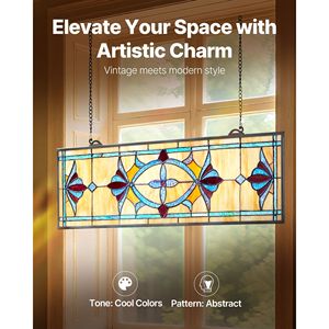 Pour Tiffany Style 32X10 Pouces Vitrail Panneau de Fenêtre Suspendue avec Chaîne Élégant Décor À La Maison - Product Image 2