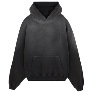Sudadera con Capucha Unisex Oversize Lavada, Gris Sólido, Algodón French Terry, Casual, Ajuste Regular, Diseño de Bolsillo Tejido para Otoño - Product Image 3