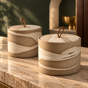 Handcrafted Ceramic <b>Canister</b> <b>Set</b> With Lids Loop Handles Food Storage Containers 2 Piece Countertop Organizer | Kitchen Storage - Product Image 2