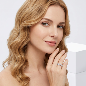 Elegant Sterling Silver Rhodium Plated 4-Layer Plated Classic Prong Set Brilliant Cut Moissanite <b>Ring</b> Women Fine Jewelry - Product Image 2
