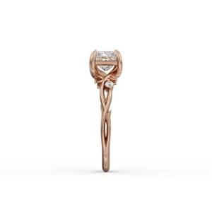 แหวนเพชรทรงปรินเซสคัท 1.00 กะรัต ดีไซน์ใบไม้ โรแมนติก ทองคำขาว 14K ประดับเพชรเลี้ยงในห้องปฏิบัติการ ของขวัญสำหรับคนรักในงานแต่งงาน - Product Image 2