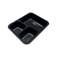 Barquette jetable personnalisée en CPET, boîte d'emballage noire pour supermarché, recyclable, alimentaire, 650 ml, boîte à lunch