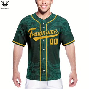 Camiseta de Béisbol de Tela Suave con Estampado Gráfico Verde Oscuro, Nueva Llegada, Personalizada, de Alta Calidad, Transpirable, 100% Poliéster, Impresión Digital - Product Image 3