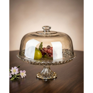 Supports à gâteaux en métal au design contemporain avec couvercle en verre, présentoir à desserts rond de haute qualité, accessoires pour gâteaux d'anniversaire à domicile - Product Image 6