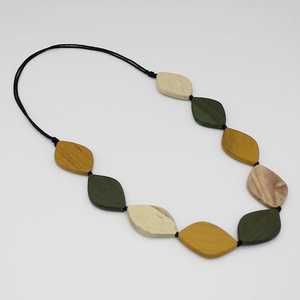 Handmade Wooden Geometric Boho Style Women's Wedding Pendant <b>Necklace</b> with Colorful Daily Life <b>Statement</b> Jewelry - Product Image 3