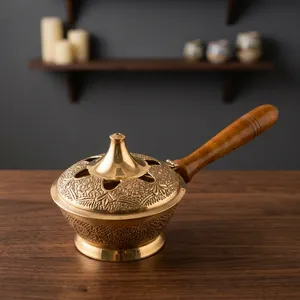 Brûleur d'encens en laiton décoratif pour Bakhoor, Kapoor Dani, Dhoop, Loban, support de parfum d'ambiance pour la maison - Product Image 3