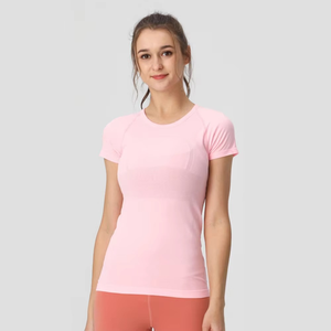 Quick Dry Women's O-Neck Short Sleeve Knitted T-<b>Shirt</b> Slim Fit Breathable Casual Spring Summer Wear Stretchy Comfortable - Product Image 4