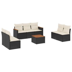 Juego de sofás modulares para exteriores de 8 piezas, muebles de jardín de ratán PE negro - Product Image 2