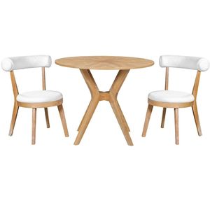 Luxury 4-Seater Solid Teak Wood Garden Dining Set with <b>Large</b> Waterproof Outdoor <b>Umbrella</b> for Patio and Cafe - Product Image 1