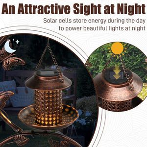 37.8-Inch Weather-Resistant Metal Bird Bath Solar Feeders Combo Weatherproof Flower Planter Pedestal for Backyard Birding - Product Image 5