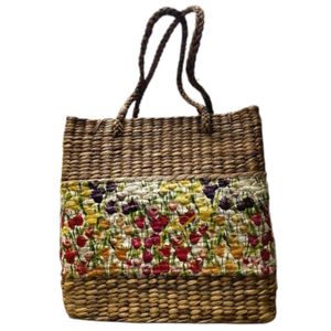 Sac en jacinthe d'eau avec découpage artistique et boutons en jacinthe - Product Image 1