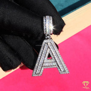 Pendentif personnalisé avec les lettres R G D, serti de diamants en moissanite, collier hip-hop, bijoux de luxe, chaîne scintillante - Product Image 6