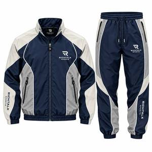 Unisex Printed Lightweight Tracksuit Set Full Zip Stand Collar Color Blocking <b>Joggers</b> with Side Pockets <b>Polyester</b> Autumn Wear - Product Image 3