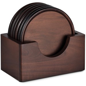 Posavasos Artesanales de Madera de Nogal con Soporte Metálico |   Venta al por mayor desde India - Product Image 6