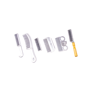 Ensemble de brosses de toilettage pour chevaux en acier inoxydable, brosses à curry en métal avec manche en bois pour l'entretien des chevaux, des moutons et des chèvres, outil de toilettage robuste en métal - Product Image 1