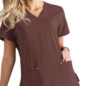 Women Scrub <b>Tops</b> Cotton Polyester Spandex Hospital Use Solid Color Customized Size Stylish Short Sleeves Women Scrub <b>Tops</b> - Product Image 5