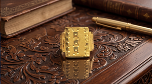 Anillo Clásico para Hombre DIVYORO BASTION, Chapado en Oro, de Cobre y Latón, para Ocasiones Festivas - Product Image 4
