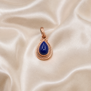 Pendentif en argent sterling 925 en forme de poire avec lapis-lazuli, fait main, pierre précieuse bleue naturelle, plaqué or rose et or jaune, breloque pour collier - Product Image 4