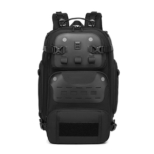 Sac à dos de voyage tactique robuste noir léger extensible en nylon avec fermeture éclair, résistant à l'eau, système MOLLE, pour activités de plein air - Product Image 4