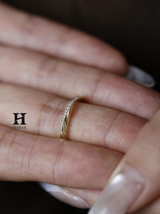 Minimalist 14K Yellow Gold Twisted Mobius Diamond Band Pave Set Lab Grown Diamond Wedding Ring for Women Custom Jewelry - Product Image 3