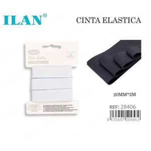 Nastro elastico Ilan 20 mm x 2 m bianco per cucito e artigianato - Product Image 1