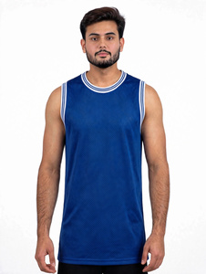 Maillot de basket sans manches gris pour homme, col rond en mesh respirant, coupe classique, vêtements de sport pour adulte, 100% polyester, grandes tailles - Product Image 6