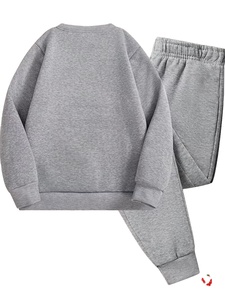 Girls' 2-Piece Fall Winter Casual Round Neck 100% Cotton Anti-Wrinkle Sweatshirt & Long Pants Set for Holidays Vacation - Product Image 3