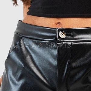 Women Lightweight Fight wear Leather Shorts for Women Gym Wear Shorts with Side Pockets <b>Drawstring</b> Breathable Shorts for Sale - Product Image 6