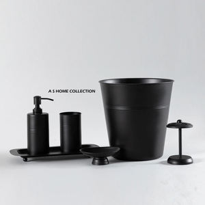 Elegante Juego de Baño de Diseño con Recubrimiento en Polvo Color Negro, 8 Piezas, Juego de Baño de Lujo para Villa, Artículos para el Hogar - Product Image 3