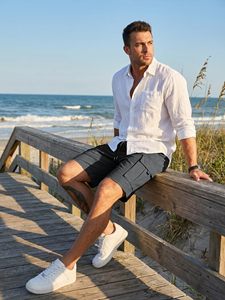 Comfortable Fit Men's Solid Casual Shorts Gym Running Breathable Lightweight Canvas Fabric Drawstring Closure 100% Polyester - Product Image 4