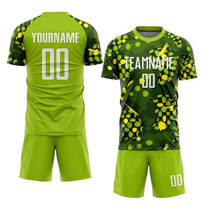ชุดฟุตบอลชาย เสื้อและกางเกงขาสั้น ดีไซน์ล่าสุด แบบสั่งทำพิเศษ พิมพ์ลายแบบ Sublimation ชุดยูนิฟอร์มฟุตบอล บริการ OEM สำหรับทีมกีฬา - Product Image 3