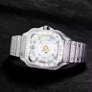 Montre à quartz pour homme Supreme VVS Moissanite, bicolore argent et or, étanche 10 bars, boîtier rond, fermoir pliant - Product Image 3