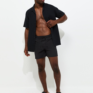 Shorts Cargo Décontractés d'Été pour Hommes en Coton Tricoté Uni, Coupe Ample, Respirants, Mi-Longs avec Cordon de Serrage - Product Image 1