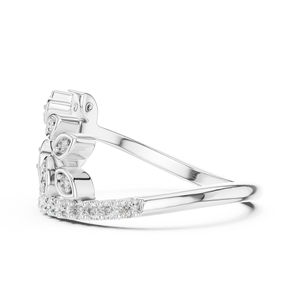 Anillo de Diamantes Cultivados en Laboratorio con Pétalos Luminosos, Oro Blanco de 18 Quilates, Chapado en Rodio, para Compromiso, Fiesta, San Valentín, Uso Diario, para Mujer - Product Image 3
