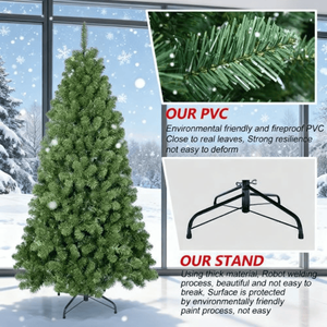 Albero di Natale Artificiale in PVC Floccato di Alta Qualità, 2,1 m, Materiale PET, Funzionamento a Batteria, Personalizzabile, Pieghevole, per Uso Esterno - Product Image 3