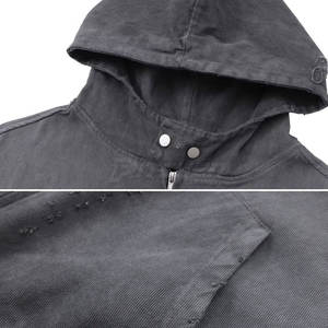 Sweat à capuche déchiré tendance pour homme, style streetwear moderne, avec capuche réglable et poche - Product Image 3