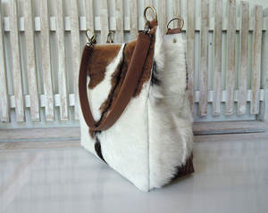 Sac fourre-tout de luxe pour femme en cuir véritable avec fourrure naturelle, fermeture ouverte, sac à bandoulière tendance pour l'été LHTB-0139 - Product Image 3