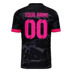Maillot de football personnalisé sublimé noir rose camouflage col en V manches courtes anti-transpiration unisexe adulte - Product Image 3
